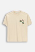 Coccodrillo t-shirt dziecięcy bawełniany beżowy FISHING CLUB BOY JUNIOR