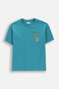Coccodrillo t-shirt dziecięcy bawełniany turkusowy FISHING