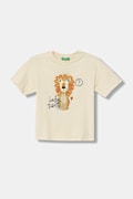 United Colors of Benetton T-shirt dziecięcy bawełniany beżowy 3I1XG10MY