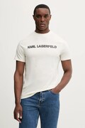 Karl Lagerfeld t-shirt bawełniany męski kolor beżowy z aplikacją 561255.755076