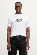 Karl Lagerfeld t-shirt bawełniany męski kolor biały z nadrukiem 561235.755780