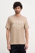Tommy Hilfiger t-shirt bawełniany męski kolor beżowy z nadrukiem MW0MW41470