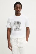 HUGO t-shirt bawełniany Deyss męski kolor biały z nadrukiem 50553755