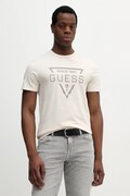 Guess t-shirt bawełniany męski kolor beżowy z nadrukiem M6RI09 I3Z14