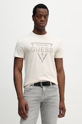 Guess t-shirt bawełniany męski kolor beżowy z nadrukiem M6RI09 I3Z14