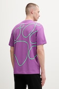 Jack Wolfskin t-shirt treningowy męski bawełniany Celebrate The Paw fioletowy A65912