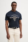 Bavlnené tričko Hackett London pánske, tmavomodrá farba, s potlačou, HM5000098