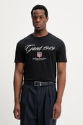 Gant t-shirt bawełniany męski kolor czarny melanżowy 2003370