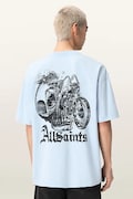 Памучна тениска AllSaints PANHEAD в синьо с принт M021PE