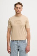 Bavlnené tričko Karl Lagerfeld pánske, béžová farba, s potlačou, 562242.755060