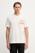 Just Cavalli t-shirt bawełniany męski kolor beżowy z nadrukiem 80OAHT14 CJ500