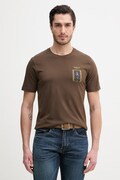 Aeronautica Militare t-shirt bawełniany męski kolor brązowy z nadrukiem TS2534UJ00641