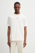 Maison Kitsuné T-shirt bawełniany męski beżowy QM00100KJ7025