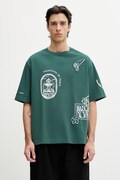 Maison Kitsuné Art Nouveau Stamps tricou oversized de bumbac bărbătesc verde QM00107KJ0119