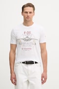 Aeronautica Militare t-shirt bawełniany męski kolor biały z nadrukiem TS2536UJ00641