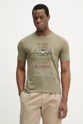 Aeronautica Militare t-shirt bawełniany męski kolor zielony z nadrukiem TS2536UJ00641