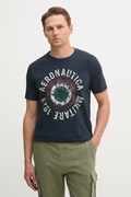 Aeronautica Militare t-shirt bawełniany męski kolor granatowy z nadrukiem TS2538UJ00727