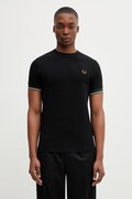 Fred Perry t-shirt bawełniany męski kolor czarny z aplikacją M2396