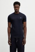 Fred Perry t-shirt bawełniany męski kolor granatowy z aplikacją M4613