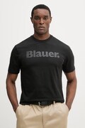 Bavlnené tričko Blauer BOURN pánske, čierna farba, s potlačou, BLUH02287