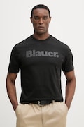 Bavlnené tričko Blauer BOURN pánske, čierna farba, s potlačou, BLUH02287