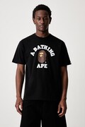 A Bathing Ape College T-shirt oversize bawełniany męski czarny 001TEM301001M
