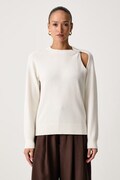 Calvin Klein sweter damski wełniany beżowy LV044J312G