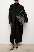 Answear Lab palton femei, culoarea negru, de tranzitie