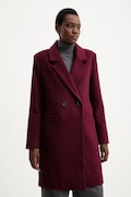 Answear Lab palton de lana culoarea bordo, de tranzitie, cu doua randuri de nasturi