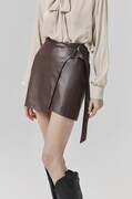 Kožená sukňa Answear.LAB hnedá farba, mini, rovný strih