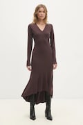 Answear Lab rochie culoarea maro, midi, evazată