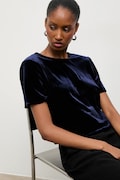 Answear.LAB bluzka welurowa damska kolor granatowy gładka