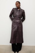 Answear.LAB trenci pentru femei, din piele ICON Unscripted Collection burgund