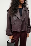 Kožená bunda Answear.LAB JOSIE vínová barva, přechodná, oversize