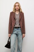 Answear.LAB marynarka kolor brązowy jednorzędowa gładka