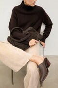 Answear.LAB cizme de piele culoarea maro, cu toc drept