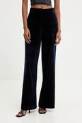 Answear.LAB spodnie welurowe damskie kolor granatowy szerokie high waist