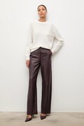 Answear.LAB spodnie skórzane damskie kolor bordowy proste high waist