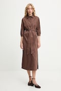 Answear.LAB rochie din bumbac culoarea maro, maxi, drept