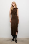 Answear.LAB rochie culoarea maro, maxi, drept