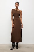 Answear.LAB sukienka kolor brązowy midi rozkloszowana