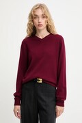 Answear.LAB sweter wełniany damski kolor bordowy lekki