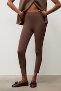 Answear.LAB legginsy damskie bawełniane z elastanem brązowe high waist