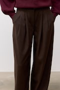 Answear.LAB spodnie damskie z wiskozą brązowe high waist