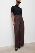 Answear.LAB spodnie wide leg damskie bawełniane brązowe high waist