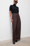 Answear.LAB spodnie wide leg damskie bawełniane brązowe high waist