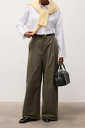 Answear.LAB spodnie wide leg damskie bawełniane zielone high waist