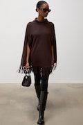 Answear.LAB poncho damskie wełniane brązowe