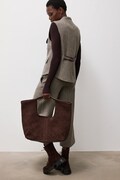 Answear.LAB torebka shopper damska z imitacji zamszu brązowa