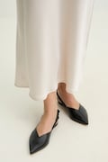 Answear Lab balerini de piele culoarea negru, cu toc deschis